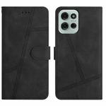 For Motorola Moto G75 Skin-feel Stitching Leather Phone Case(Black)