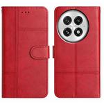 For OnePlus 13 Cowhide Texture Stitching Leather Phone Case(Red)