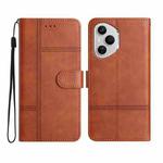For Honor 400 Pro Global Cowhide Texture Stitching Leather Phone Case(Brown)