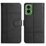 For Motorola Moto G35 Cowhide Texture Stitching Leather Phone Case(Black)