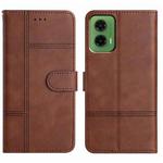 For Motorola Moto G35 Cowhide Texture Stitching Leather Phone Case(Coffee)