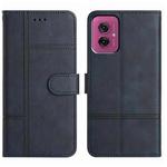 For Motorola Moto G55 Cowhide Texture Stitching Leather Phone Case(Dark Blue)