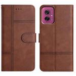 For Motorola Moto G55 Cowhide Texture Stitching Leather Phone Case(Coffee)