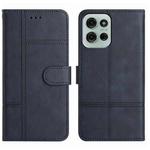 For Motorola Moto G75 Cowhide Texture Stitching Leather Phone Case(Dark Blue)