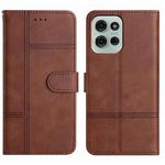 For Motorola Moto G75 Cowhide Texture Stitching Leather Phone Case(Coffee)