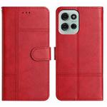 For Motorola Moto G75 Cowhide Texture Stitching Leather Phone Case(Red)