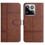 For Xiaomi 15 Pro Cowhide Texture Stitching Leather Phone Case(Coffee)
