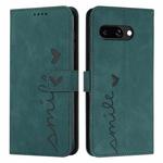 For Google Pixel 9a Skin Feel Heart Embossed Leather Phone Case with Long Lanyard(Green)