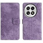 For OnePlus 13 Skin-feel Embossed Butterfly Leather Phone Case(Purple)