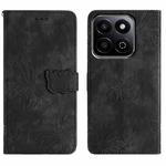 For Honor X7C 4G / 200 Smart Skin-feel Embossed Butterfly Leather Phone Case(Black)