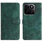 For Honor X7C 4G / 200 Smart Skin-feel Embossed Butterfly Leather Phone Case(Green)