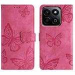 For Honor X7C 4G / 200 Smart Skin-feel Embossed Butterfly Leather Phone Case(Rose Red)