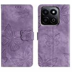 For Honor X7C 4G / 200 Smart Skin-feel Embossed Butterfly Leather Phone Case(Purple)