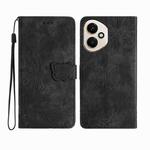For Honor 400 Global Skin-feel Embossed Butterfly Leather Phone Case(Black)