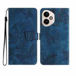 For Honor 400 Global Skin-feel Embossed Butterfly Leather Phone Case(Blue)