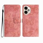 For Honor 400 Global Skin-feel Embossed Butterfly Leather Phone Case(Pink)