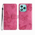 For Honor 400 Lite Skin-feel Embossed Butterfly Leather Phone Case(Rose Red)