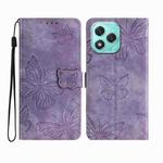 For Honor 400 Lite Skin-feel Embossed Butterfly Leather Phone Case(Purple)
