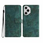 For Honor 400 Pro Global Skin-feel Embossed Butterfly Leather Phone Case(Green)