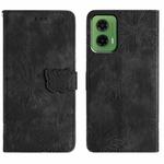 For Motorola Moto G35 Skin-feel Embossed Butterfly Leather Phone Case(Black)