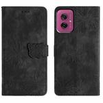 For Motorola Moto G55 Skin-feel Embossed Butterfly Leather Phone Case(Black)