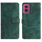 For Motorola Moto G55 Skin-feel Embossed Butterfly Leather Phone Case(Green)