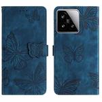 For Xiaomi 15 Skin-feel Embossed Butterfly Leather Phone Case(Blue)