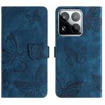 For Xiaomi 15 Pro Skin-feel Embossed Butterfly Leather Phone Case(Blue)