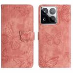 For Xiaomi 15 Pro Skin-feel Embossed Butterfly Leather Phone Case(Pink)