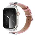 For Apple Watch 42mm / 41mm / 40mm / 38mm X-shaped Buckle Genuine Leather Watch Band(Pink)