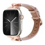 For Apple Watch 46mm / 49mm / 45mm / 44mm X-shaped Buckle Dot Texture Genuine Leather Watch Band(Dark Pink)