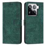 For Xiaomi 15 Pro Skin Feel Stripe Pattern Leather Phone Case with Lanyard(Green)