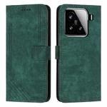 For Xiaomi 15 Skin Feel Stripe Pattern Leather Phone Case with Lanyard(Green)