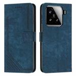 For Xiaomi 15 Skin Feel Stripe Pattern Leather Phone Case with Lanyard(Blue)