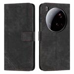 For Xiaomi 15 Ultra Skin Feel Stripe Pattern Leather Phone Case with Lanyard(Black)