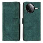 For Xiaomi Poco F7 Pro / F7 Ultra Skin Feel Stripe Pattern Leather Phone Case with Lanyard(Green)
