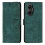 For Xiaomi Poco F7 Skin Feel Stripe Pattern Leather Phone Case with Lanyard(Green)