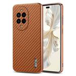 For Huawei nova 13 Pro AZNS Electroplated Edge Carbon Fiber Texture Phone Case(Brown)