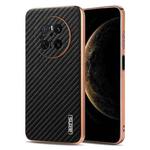 For Huawei Mate 70 AZNS Electroplated Edge Carbon Fiber Texture Phone Case(Black)