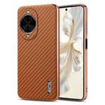 For Huawei nova 14 AZNS Electroplated Edge Carbon Fiber Texture Phone Case(Brown)