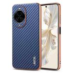 For Huawei nova 14 AZNS Electroplated Edge Carbon Fiber Texture Phone Case(Blue)
