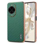 For Huawei nova 14 AZNS Electroplated Edge Carbon Fiber Texture Phone Case(Green)
