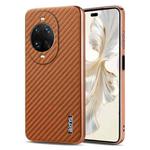 For Huawei nova 14 Pro AZNS Electroplated Edge Carbon Fiber Texture Phone Case(Brown)