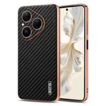 For Huawei Pura 80 5G AZNS Electroplated Edge Carbon Fiber Texture Phone Case(Black)