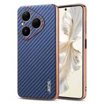 For Huawei Pura 80 5G AZNS Electroplated Edge Carbon Fiber Texture Phone Case(Blue)