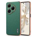 For Huawei Pura 80 5G AZNS Electroplated Edge Carbon Fiber Texture Phone Case(Green)