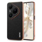 For Huawei Pura 80 Ultra 5G AZNS Electroplated Edge Carbon Fiber Texture Phone Case(Black)