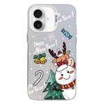 For iPhone 16 Plus Christmas Series PC Full Coverage Pattern Phone Case(CW059 White)