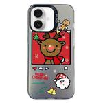 For iPhone 16 Plus Christmas Series PC Full Coverage Pattern Phone Case(CK054 Black)