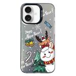 For iPhone 16 Plus Christmas Series PC Full Coverage Pattern Phone Case(CK059 Black)